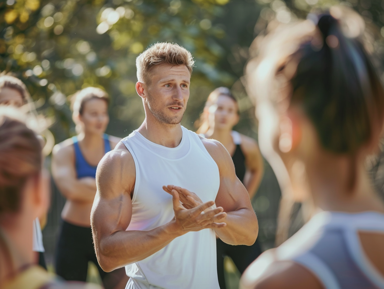 Професійний тренер працює з учасником
